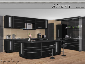 Sims 4 — Altara Kitchen by NynaeveDesign — A mix of dark tones highlight the modern style of this urban chic kitchen. The