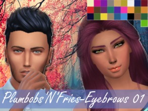 Sims 4 — Eyebrows 01 by Plumbobs_n_Fries — -Eyebrows -28 Colours -Teen to Elders -Both Gengers Enjoy!! If Any Problems
