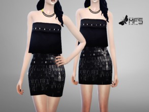 Sims 4 — MFS BRKN - High Waisted Skirt by MissFortune — A elegant HW skirt, available only in black. Standalone, custom