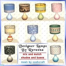 Sims 2 — Designer Table Lamps 2 by Raveena — A collection of table lamps in a variety of colors and textures. Shade and
