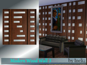 Sims 4 — Modern Wood Wall 3 by Ineliz — A wooden panel with a modern pattern. Part of the Modern Wood Walls set. Enjoy!