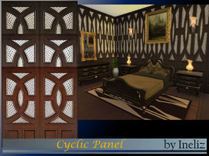 Sims 4 — Cyclic Panel by Ineliz — The Cyclic Panel is a wooden panel, which comes in three different colors and includes