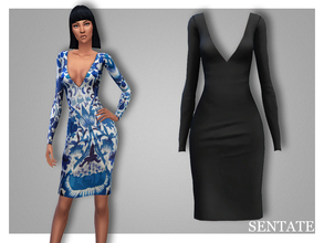 Sims 4 — Darko Dress by Sentate — A long sleeve bodycon dress with deep plunging neckline. Comes in 8 colors. I always