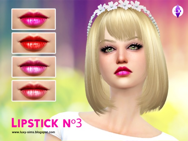 Sims 4 — Lipstick N3 by LuxySims3 — 4 Swatches Age appropiate: Adult, teen, young Adult, elder Allow for random If you