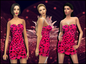 Sims 4 — Pink And Black Spotty Dress by joannebernice — Cute Little Pink And Black Dotty Dress Good For Your Simmies To