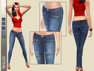 Sims 4 — Jeggings set by Birba32 — A set with two versions of this very skinny jeans, with or without rips. In five
