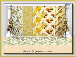 Sims 3 — Hearts & Leaves_marcorse by marcorse — Five patterns in shades of yellow and brown. Beautiful Autumn is
