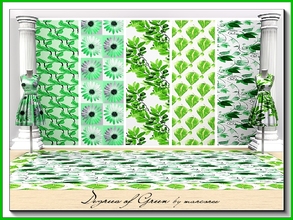 Sims 3 — Degrees of Green_marcorse by marcorse — Five patterns in shades of green. All are Fabrics, except Vine Swirl,