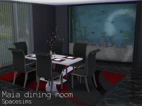 Sims 4 — Maia dining room by spacesims — This is a modern dining room for upscale families. The simple, yet elegant