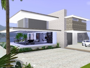 Sims 3 — Modern Pearl by Suzz86 — This Modern house fits up to 4 sims. It offers you open livingroom,kitchen with