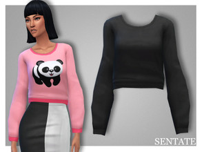 Sims 4 — Kitty Jumper by Sentate — A cute cropped sweater with big, slouchy 'Popeye' style sleeves. Comes in 8 styles.