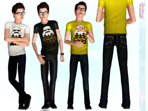 Sims 3 — Dark Non-Wash Jeans by Simsimay — Nerd is the new cool! Comics, movies and games business is rising in clothing