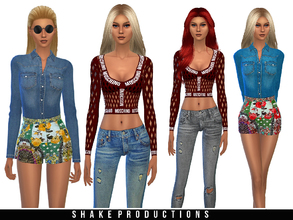 Sims 4 — ShakeProductions SET25-2 by ShakeProductions — Denim shirts with 3 colors