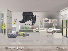 Sims 3 — Bedroom Juniper by ung999 — A modern teen bedroom set. Objects in this set: Single bed wall cabinet desk chair