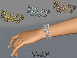 Sims 3 — NataliS TS3 Hoop flower bracelet FT-FA by Natalis —  Delicate multi flower double wire hoop bracelet. Brushed