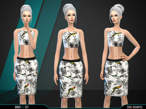 Sims 4 — Birdy Set by SIms4Krampus — This is a stand alone outfit for women with a super cute tropical bird design. The