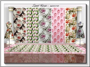 Sims 3 — Sweet Rosa_marcorse by marcorse — Five floral Fabric patterns featuring roses in shades of pink and white.