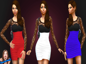Sims 4 — Evening Dress Set 1 by SIMSCREATIONS13 — Evening dress comes in 3 colours with a long sleeved black lace top. 1.