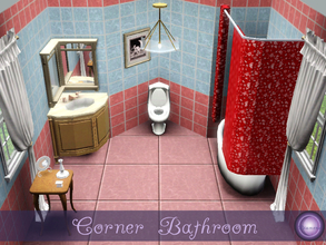 Sims 3 — Corner Bathroom Set by D2Diamond — Corner features for the sink, toilet and shower. The cabinet sink and toilet
