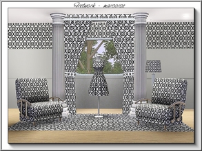 Sims 3 — Fretwork_marcorse by marcorse — Geometric pattern: Islamic style fretwork in black and white.