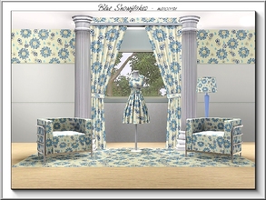 Sims 3 — Blue Snowflakes_marcorse by marcorse — Geometric pattern - blue snowflakes in a randome repeat eesign.