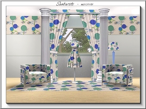 Sims 3 — Sunbursts_marcorse by marcorse — Geometric pattern - sunbursts and circle shapes in green and blue.