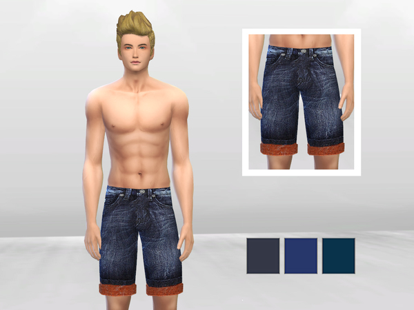 Sims 4 — Stone-Washed Denim Shorts by McLayneSims — Standalone item 3 Swatches No recoloring Please don't upload my works