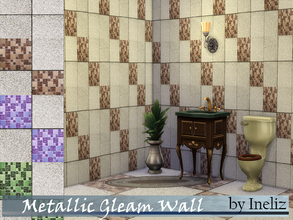 Sims 4 — Metallic Gleam Wall by Ineliz — This set of metal mosaic/stone tile is perfect for old shabby bathrooms. If your