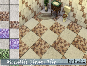 Sims 4 — Metallic Gleam Tile by Ineliz — This set of metal mosaic/stone tile is perfect for old shabby bathrooms. If your