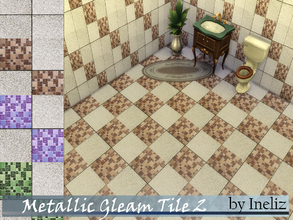 Sims 4 — Metallic Gleam Tile 2 by Ineliz — This set of metal mosaic/stone tile is perfect for old shabby bathrooms. If