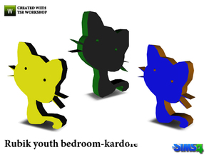 Sims 4 — kardofe_Rubik youth bedroom_Cat by kardofe — Cat silhouette in bright colors