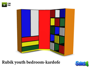 Sims 4 — kardofe_Rubik youth bedroom_Dresser by kardofe — Cabinet set with bed