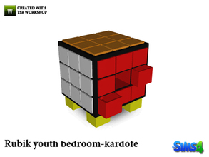 Sims 4 — kardofe_Rubik youth bedroom_End Table by kardofe — Bedside table with many drawers that simulate a Rubik's Cube