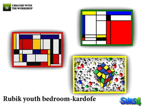 Sims 4 — kardofe_Rubik youth bedroom_Picture by kardofe — Three colorful Framed 