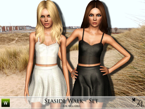 Sims 3 — Teen Seaside Walk - Set by Black_Lily — Set includes crop top & skirt for teen girls Recolorable 