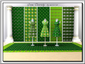 Sims 3 — Green Diversity_marcorse by marcorse — Five selected patterns with green as the prime colour.Double Diamonds and