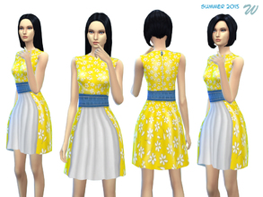 Sims 4 — Chamomile dress by Weeky — Beautiful summer chamomile dress in white, blue and yellow colors. Your sims will
