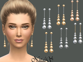 Sims 4 — NataliS_Shine metal beads drop earrings by Natalis — Excellent drop earrings. Radiant polishing metal beads on a