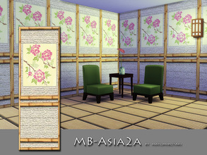 Sims 4 — MB-Asia2a. by matomibotaki — MB-Asia2a - asian wallpaper with bamboo, rough textural pattern and lovely floral
