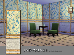 Sims 4 — MB-Asia2b by matomibotaki — MB-Asia2b - asian wallpaper with bamboo, rough textural pattern and lovely floral