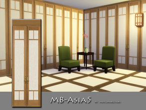 Sims 4 — MB-Asia5 by matomibotaki — MB-Asia5 - asian wallpaper with fake bamboo door and rough textural pattern, created
