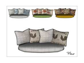 Sims 4 — Pilar Ambientes Pillows by Pilar — Various colors for four areas: Provencal, tropical. marine and indu