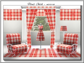 Sims 3 — Picnic Check_marcorse by marcorse — Geometric pattern: picnic cloth overcheck in red, pink and white.