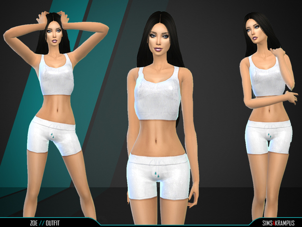 Sims 4 — Zoe Outfit by SIms4Krampus — This is a stand alone white bra and shorts for female Sims with a lace-like texture