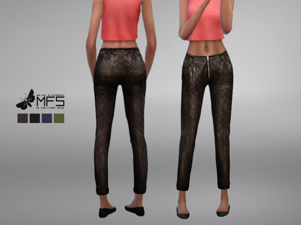 Sims 4 — MFS Leona Pants by MissFortune — Quilted pants in 4 different colors. Standalone, hq texture, custom thumbnai.