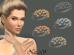 Sims 4 — NataliS_Multilayer metal wire bracelet by Natalis — Multilayer metal wire bracelet with metal beads. 5 colors.