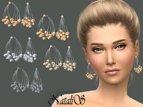 Sims 4 — NataliS_Multilayer metal wire earrings by Natalis — Multilayer metal wire hoop earrings with metal beads. 5