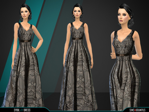 Sims 4 — Sybil Dress by SIms4Krampus — This is a stand alone long dress for female Sims. The dress is a lovely a pattern