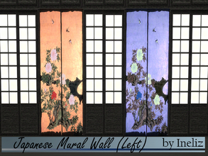 Sims 4 — Japanese Mural Wall (Left) by Ineliz — The best and most relaxing spa is the one that brings peace to the soul