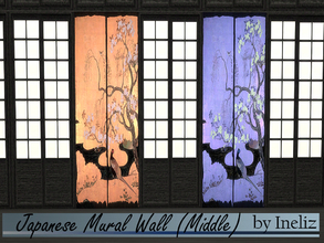Sims 4 — Japanese Mural Wall (Middle) by Ineliz — The best and most relaxing spa is the one that brings peace to the soul